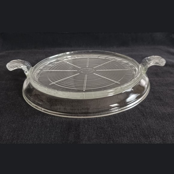 Vintage 1940s 50s Anchor Hocking Fire King Handled Hot Plate Trivet Clear Glass - Picture 1 of 7